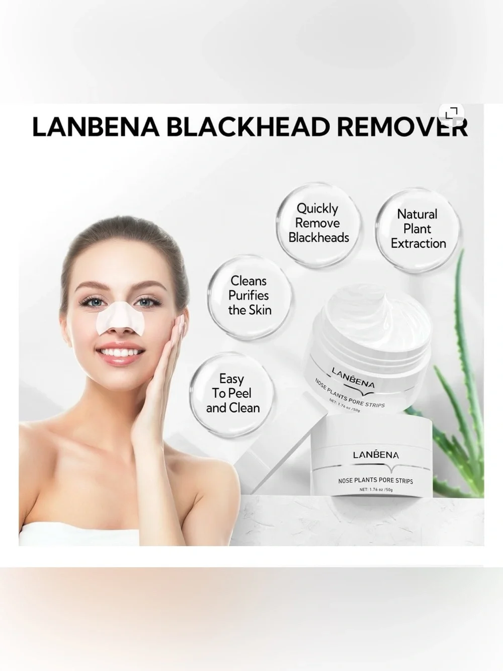 Lanbena White Nose Plants Pore Strip & Cream Kit - White